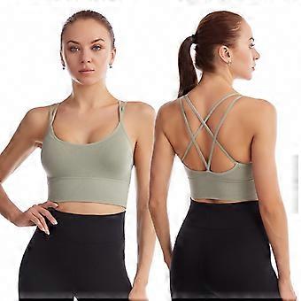 High-Support Women's Sports Bra for Yoga, Fitness, and Training with Cross-Back Design, Moisture-Wicking Fabric, Removable Pads