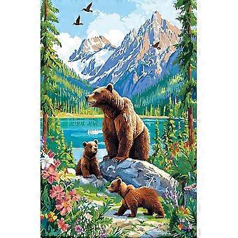 Rompecabezas Familia de Osos con Escena de Lago de Montaña XI-0185
