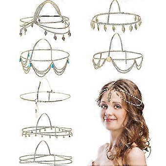 Goldene Kopfkette für Damen, Boho-Stil, Festival-Hochzeits-Kopfschmuck