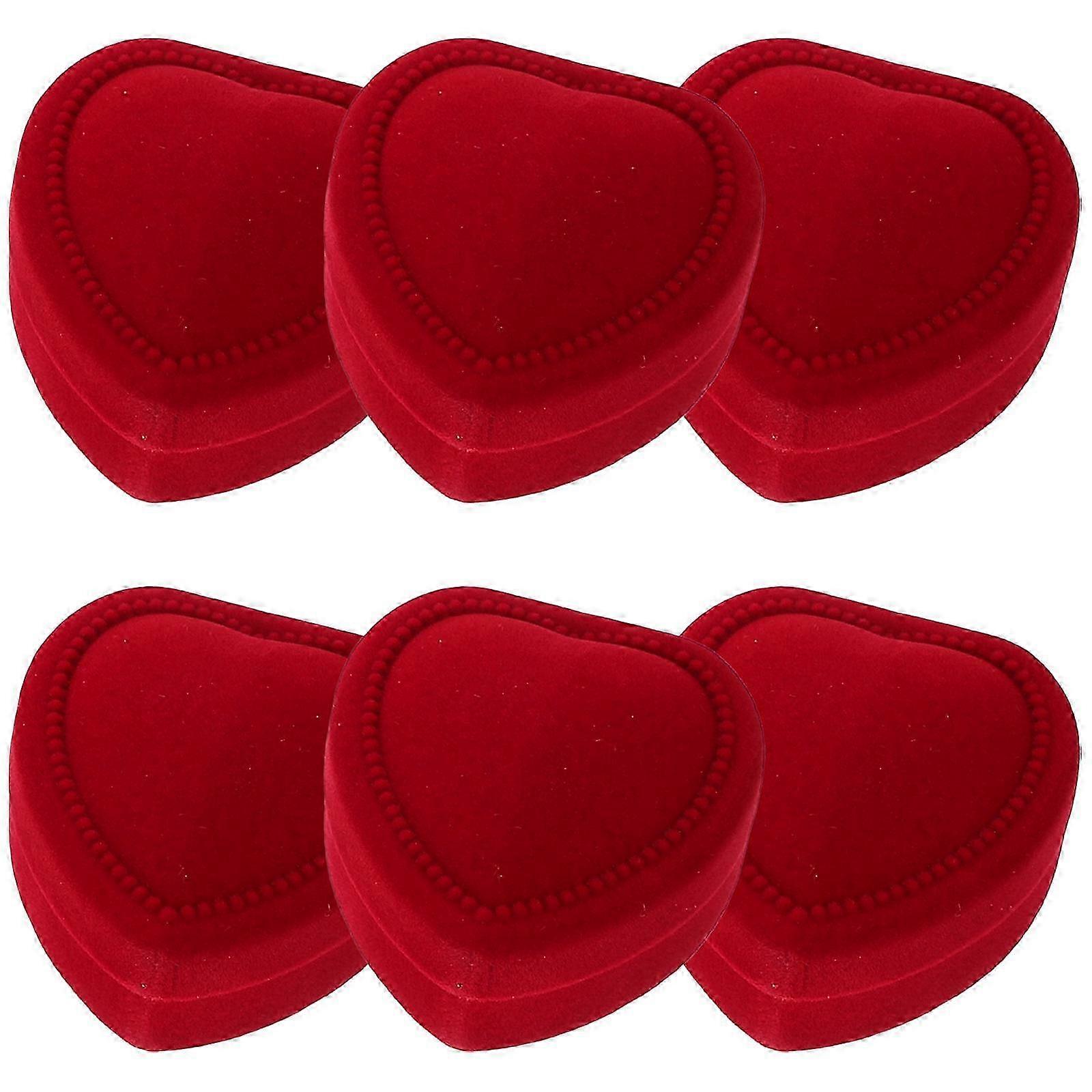 Heart Shaped Ring Storage Box compatible with Engagement 6Pcs Red Ring Holder