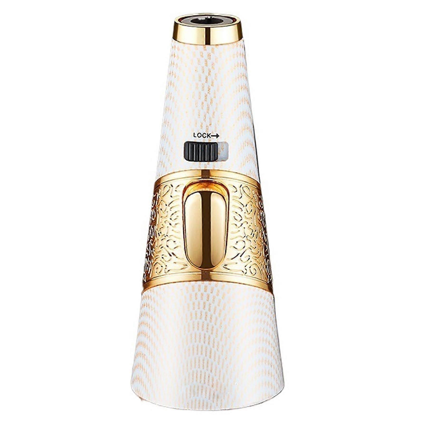 Windproof Jet Flame Lighter Butane Refillable Torch with Adjustable Flame Control and Safety Lock (White)