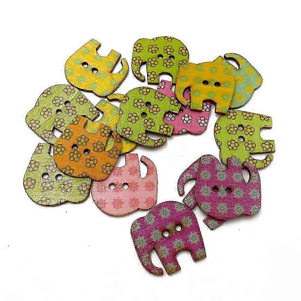 Wooden Elephant Buttons Assorted Colours