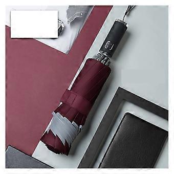 Reverse Umbrella Windproof Compact Automatic Folding for Men and Women Travel Wine Red