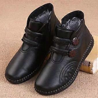 Winterliche Damen-Baumwollschuhe, wasserdichte Baumwollschuhe mit Lederfutter und Samtfutter, rutschfeste, warme Damen-Baumwollstiefel