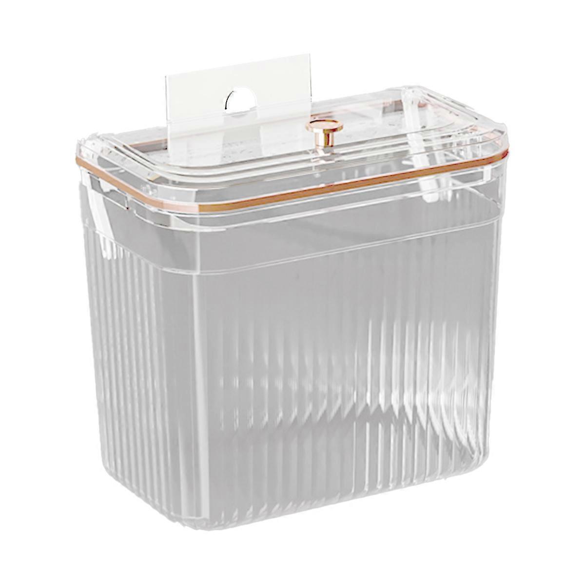 Wall-Mounted Space-Saving Trash Bin with Clear Design and Secure Latch