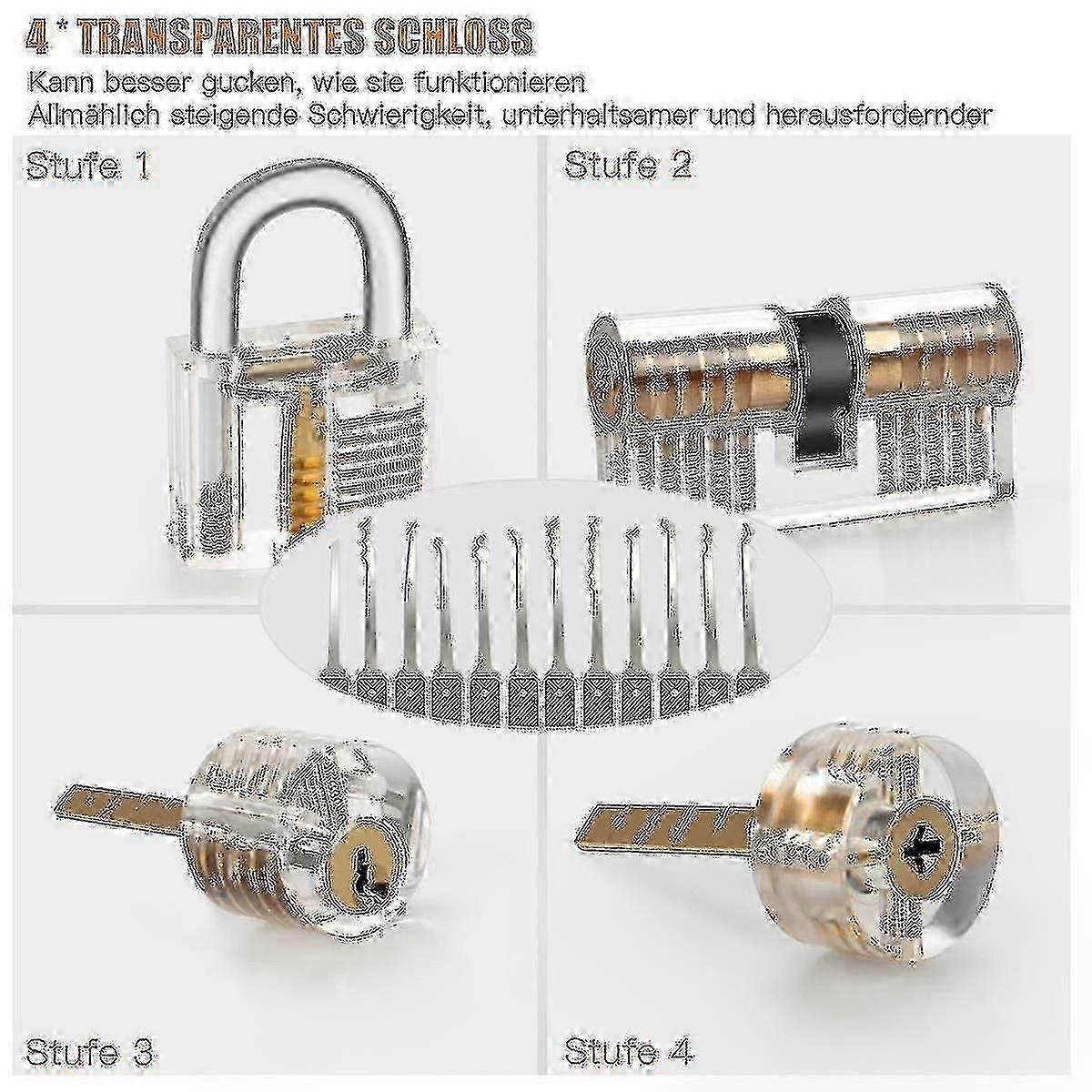 30-piece Lock Picking Kit 3 Transparent Practice Locks For Beginners And Locksmith Training