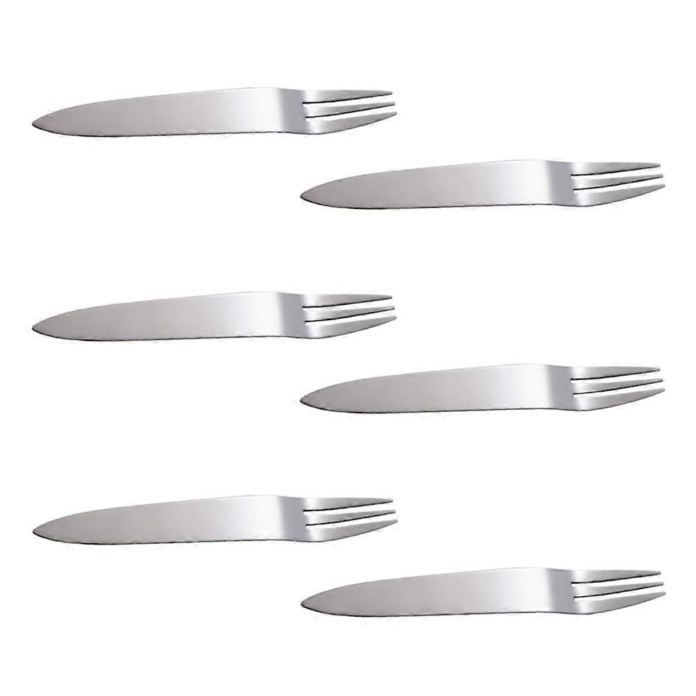 Fruit Fork Stainless Steel Fruit Fork Set for Kitchen Use 6Pcs Silver