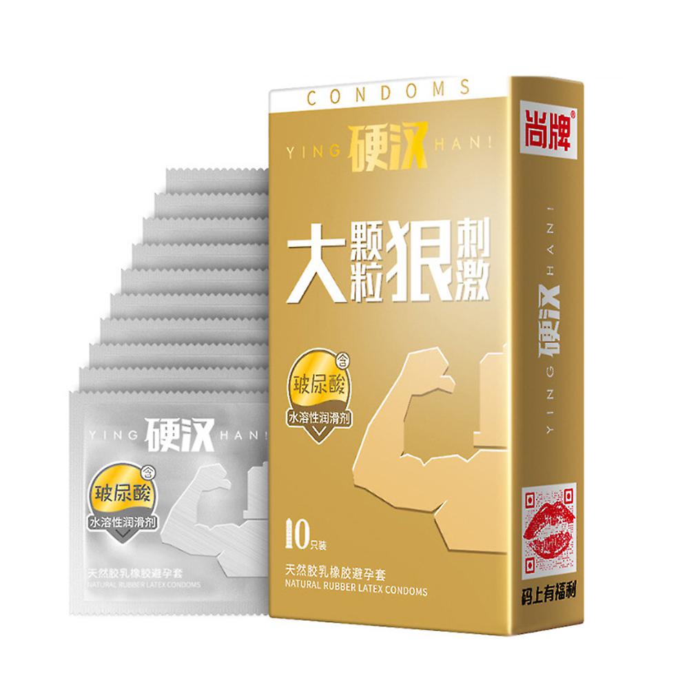 10pcs Lubricated Thin Condom With 3d Large Particles For Men Natural Feeling