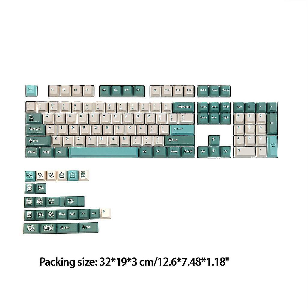 128 Keys Dye Subbed Pbt Keycaps Set Amber Cherry Mx Profile Compatible With Game-player
