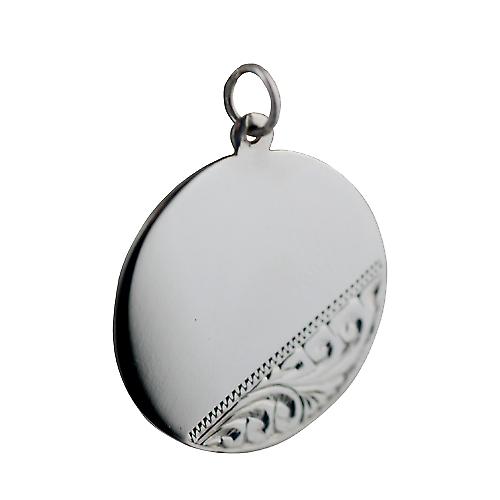 Silver 26mm round hand engraved Disc