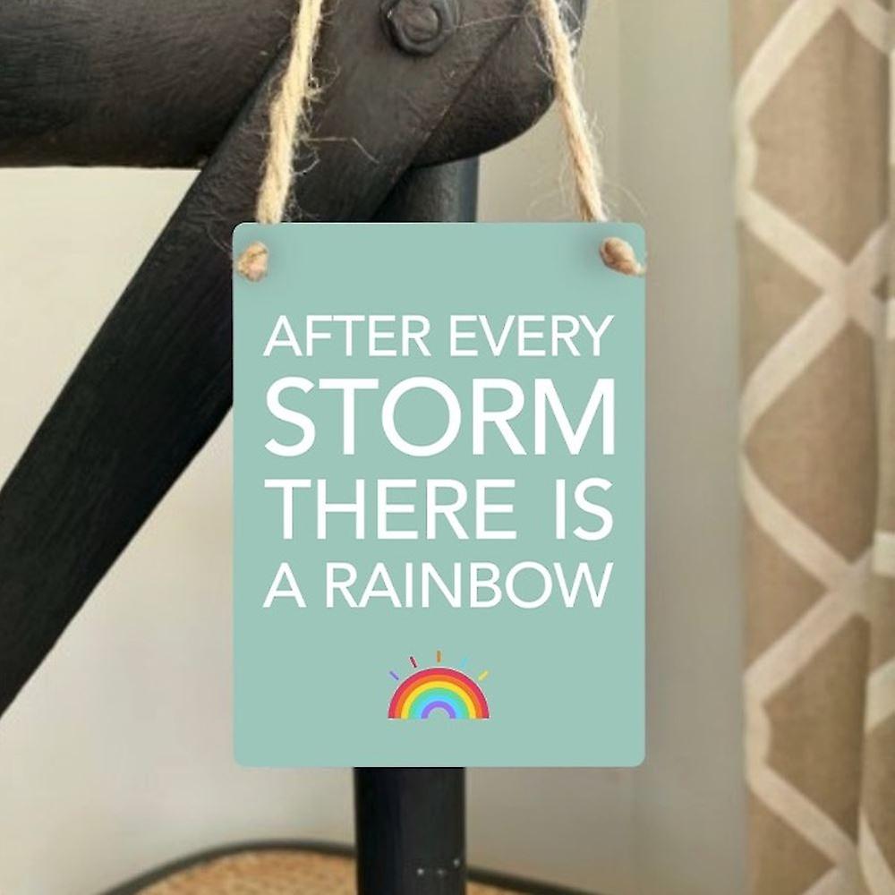Mini Retro Sentimental Metal Sign | "..There Is A Rainbow" Memories Plaque Gift