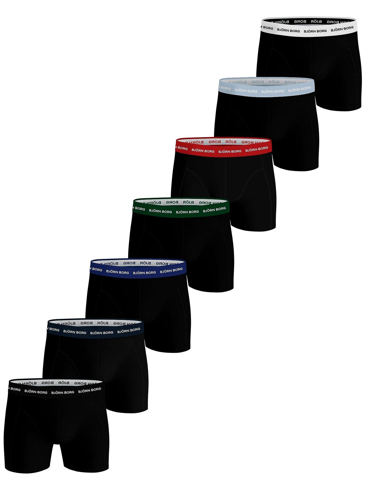 Björn Borg Cotton Stretch Boxer 7 Pack - Black / Multi Coloured Waistbands