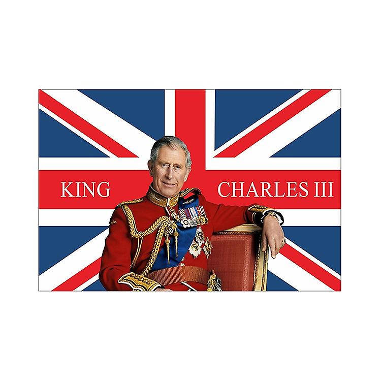 British King Charles Iii Hand-waving The Flag King Enthroned Hand-waving Small