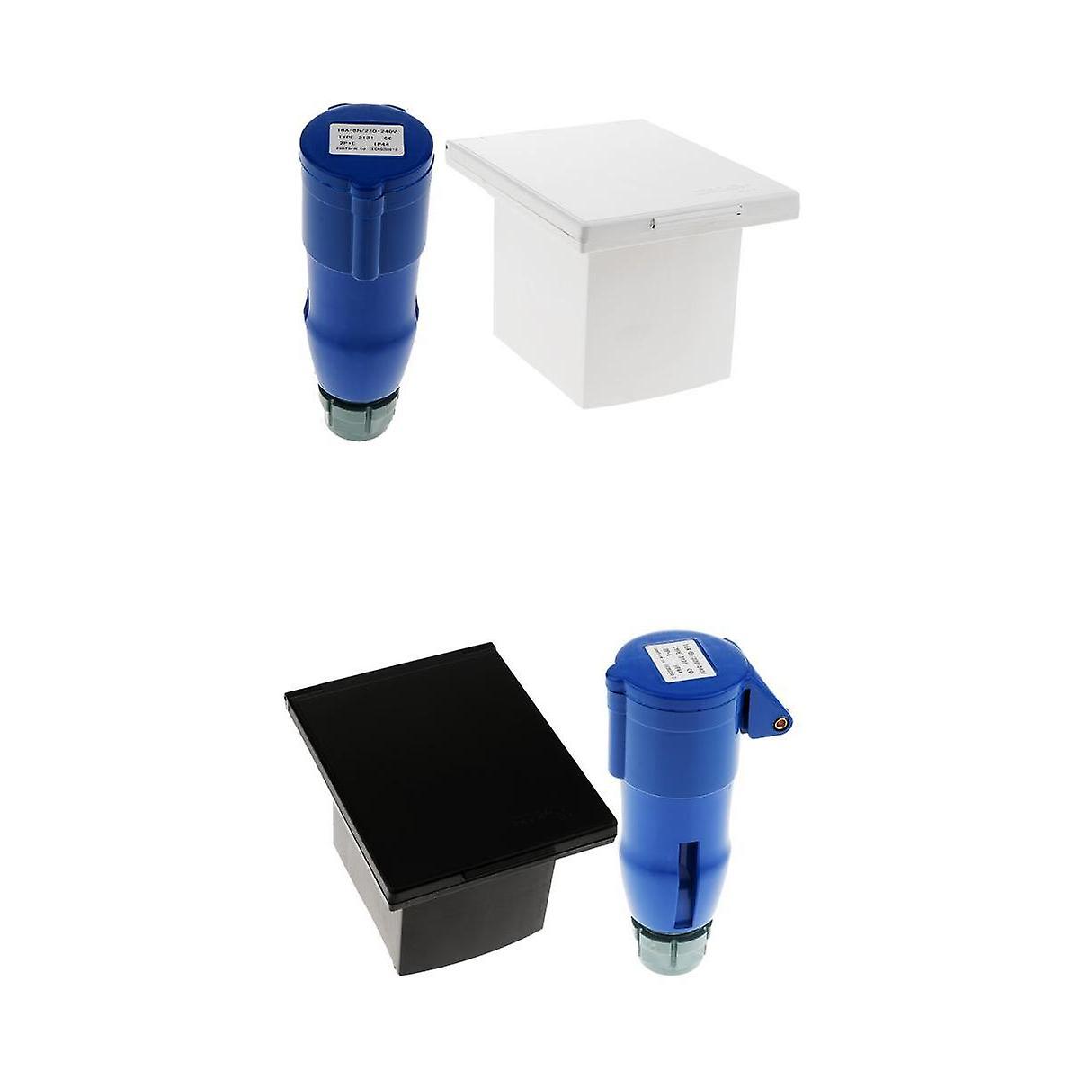 2x RV Camper 220V-240V 16A External Flush Hook Up Waterproof  Plug Socket