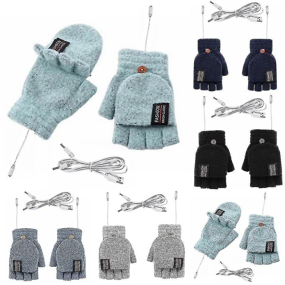 Winter Usb Electric Heated Mitten Rechargeable Gloves Full & Half Finger Warmer