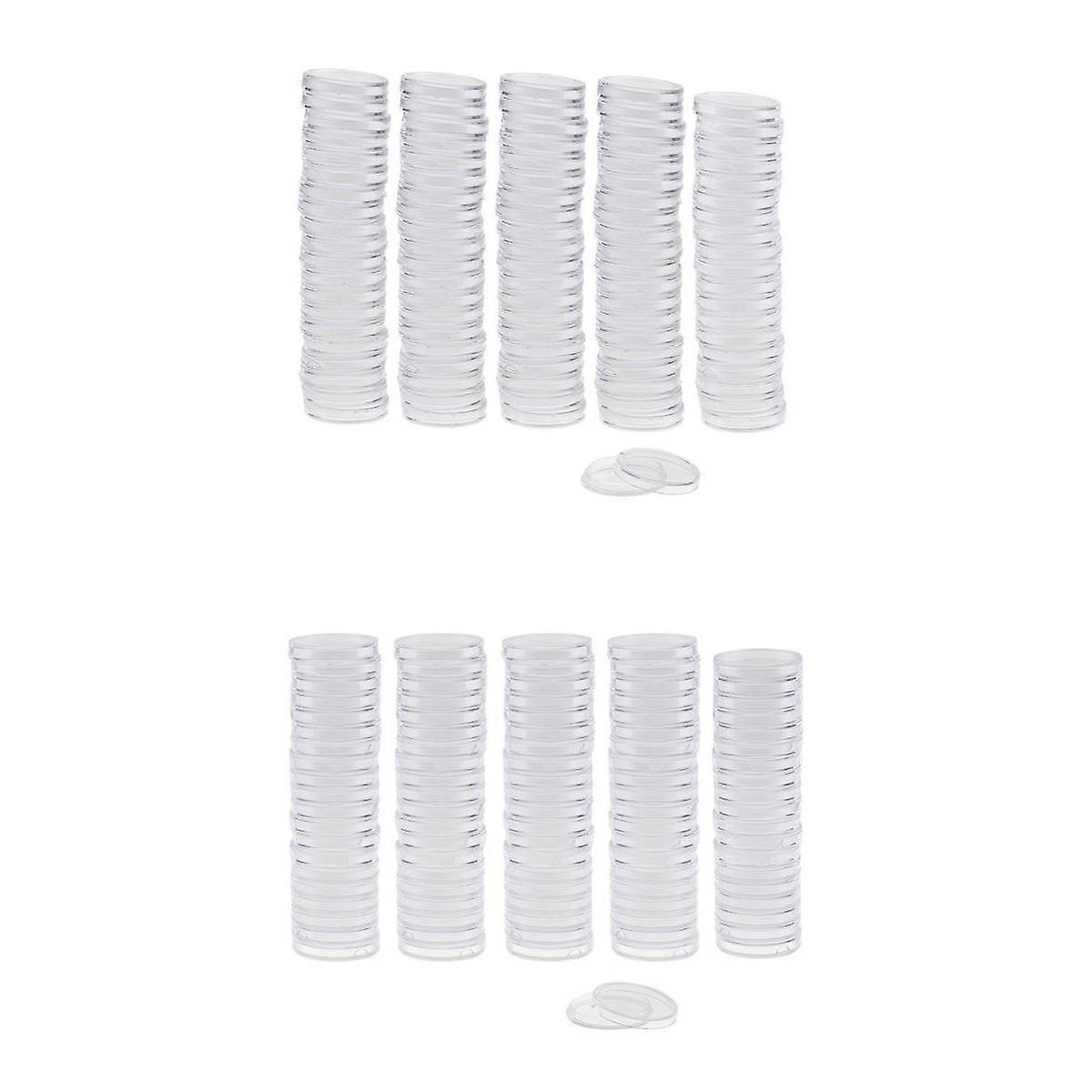 200pcs Clear Plastic Coin Capsules Container Storage Holder Case 22/28mm