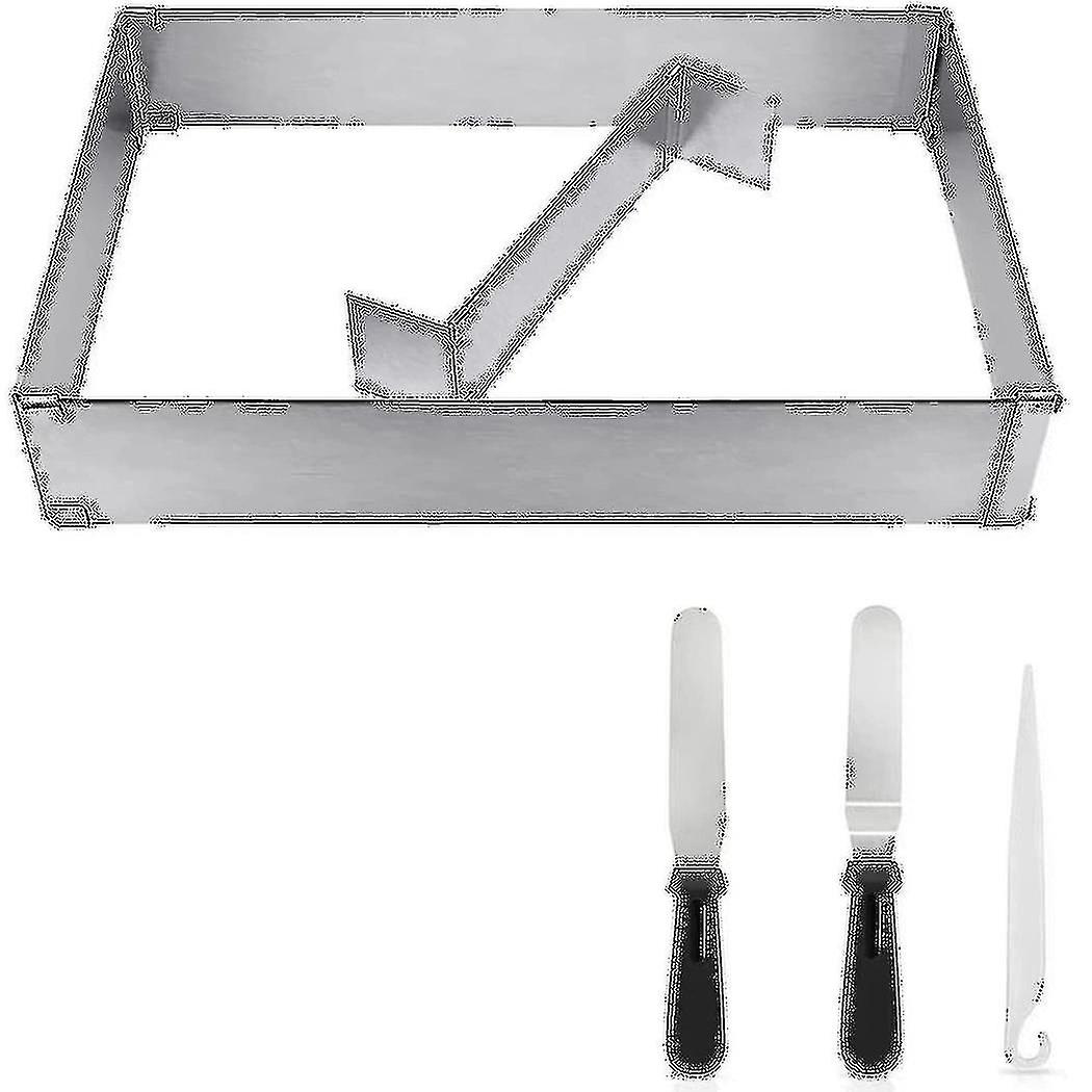 Baking Mould Square, Adjustable, Baking Frame Rectangular Extendable Cake Frame Cake/pizza Frame, C