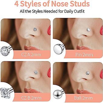 Vaidehi 18G 20G 22G L Shaped Nose Studs Surgical Stainless Steel 1.5mm