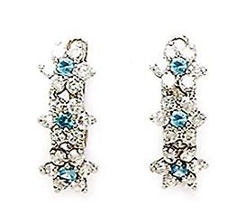 Or blanc 14 carats mars Lt bleu CZ triple fleur dormeuse boucles d’oreilles 15x6mm boucle d’oreille pour femme