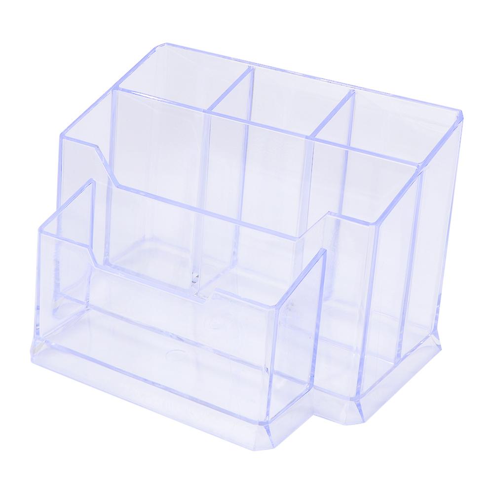 Transparent Multi-Function Pen Holder: Office Supply with Card Box in Transparent White