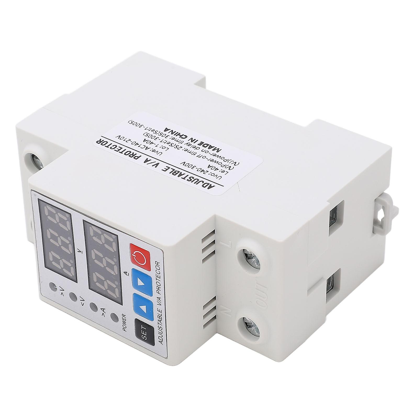 Over Under Voltage Protective Device Adjusting Dual Display Overcurrent Overload Arrester 40A 240V‑300V 