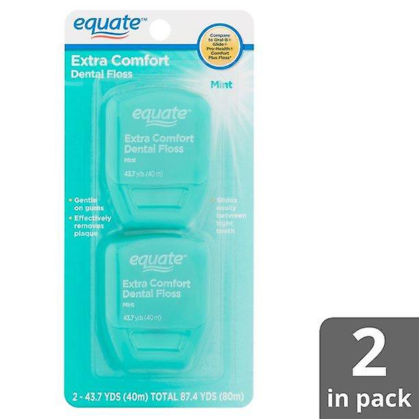 Equate Extra Comfort Mint Dental Floss, 40m, 2 Count