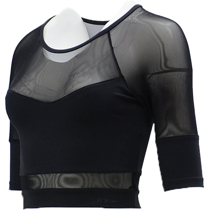 black mesh crop top short sleeve