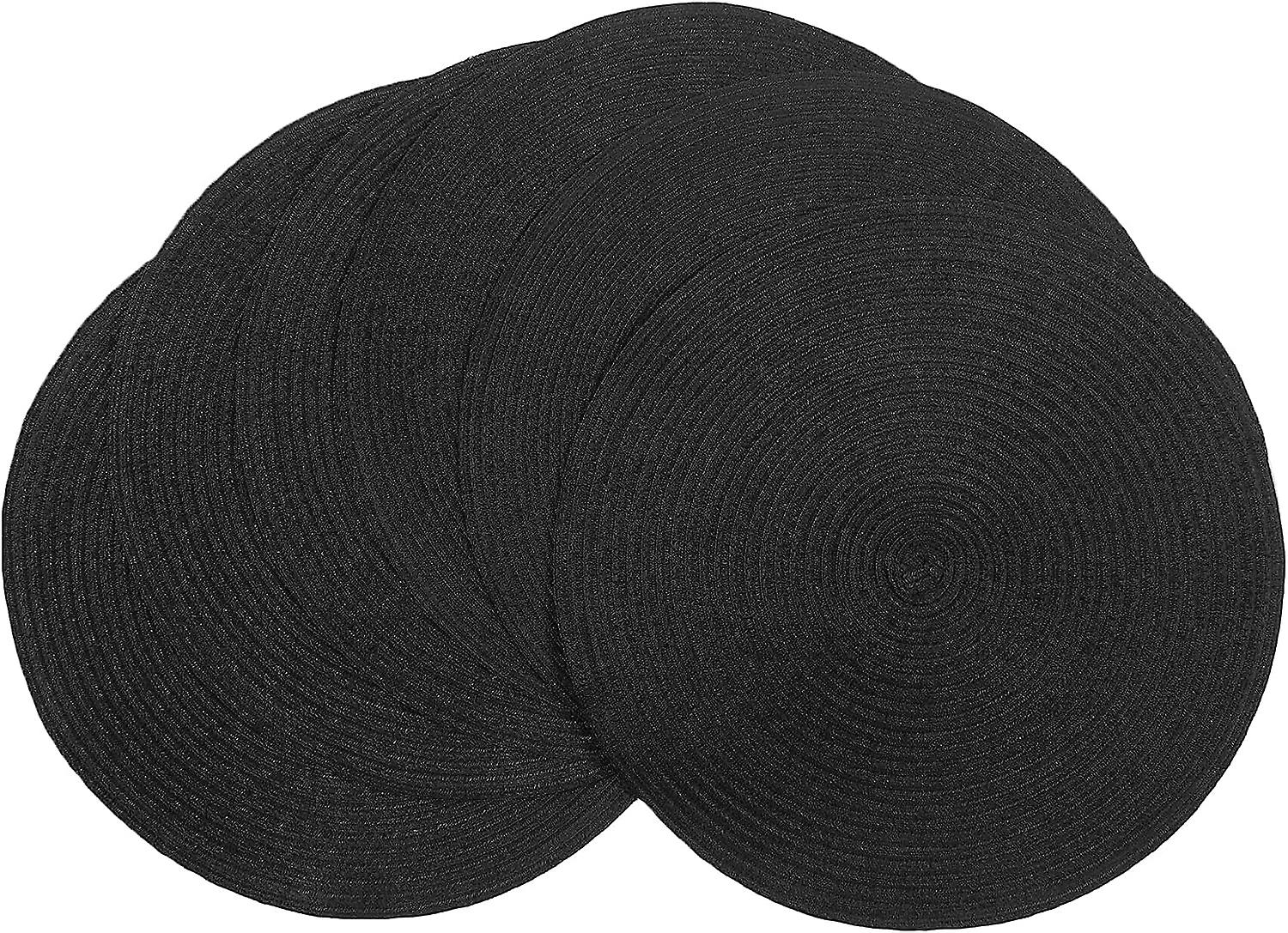 Round Braided Placemats Set of 6 Washable Cotton Polyester Woven Round Tabs - Table Mats