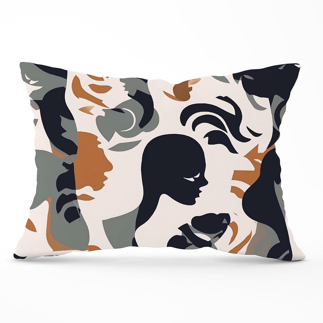 Abstract Grey Brown Silhouette Cushions