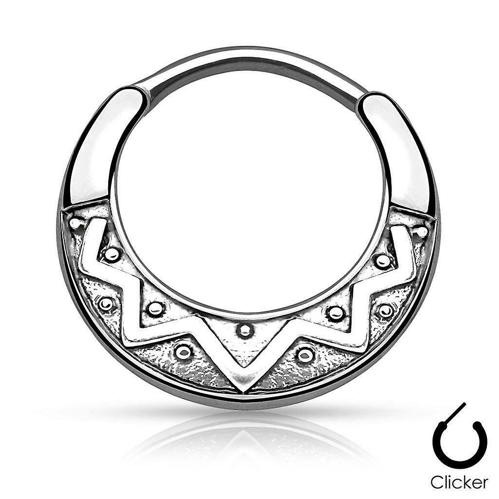 Tribal fan design round 316l surgical steel septum clicker 16g
