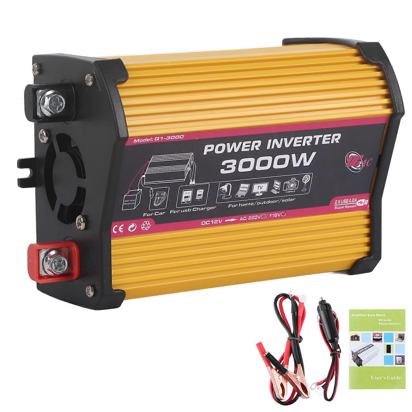Car Inverter Dual USB 300W Auto Power Converter Modified Sine Wave Adapter