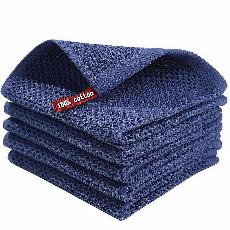 5-Piece Soft Cotton Dish Towels - Absorbent & Breathable Kitchen Cloths, 11.8" Square, Honeycomb Design For Easy Cleaning & Face Washing - Available I