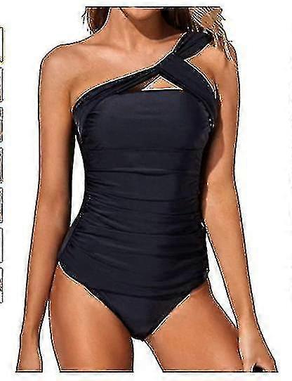 Sexy Solid Color Bikini Femelle Single Shoulder Ruffle Split Maillot de bain