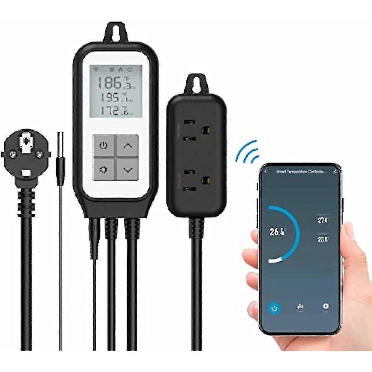 Temperature Controller Hancaner Wifi Digital Temperature Controller Heating Cooling Output Smart Reptile Thermostat App Remote Control Temperature Con