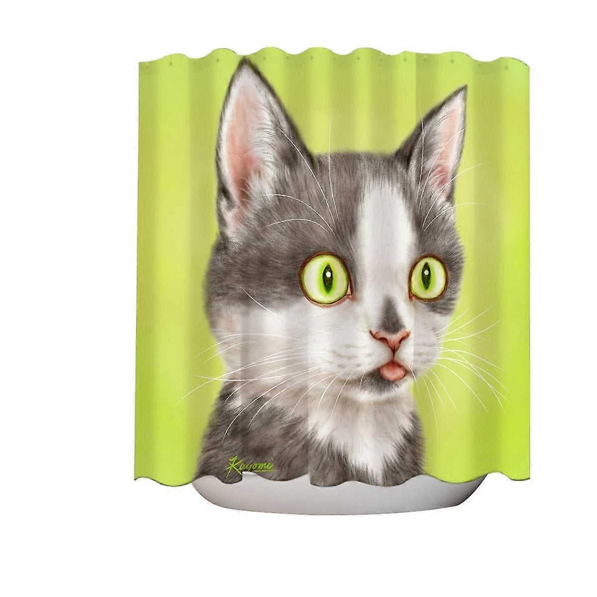 Yearning Grey Kitty Cat Shower Curtain