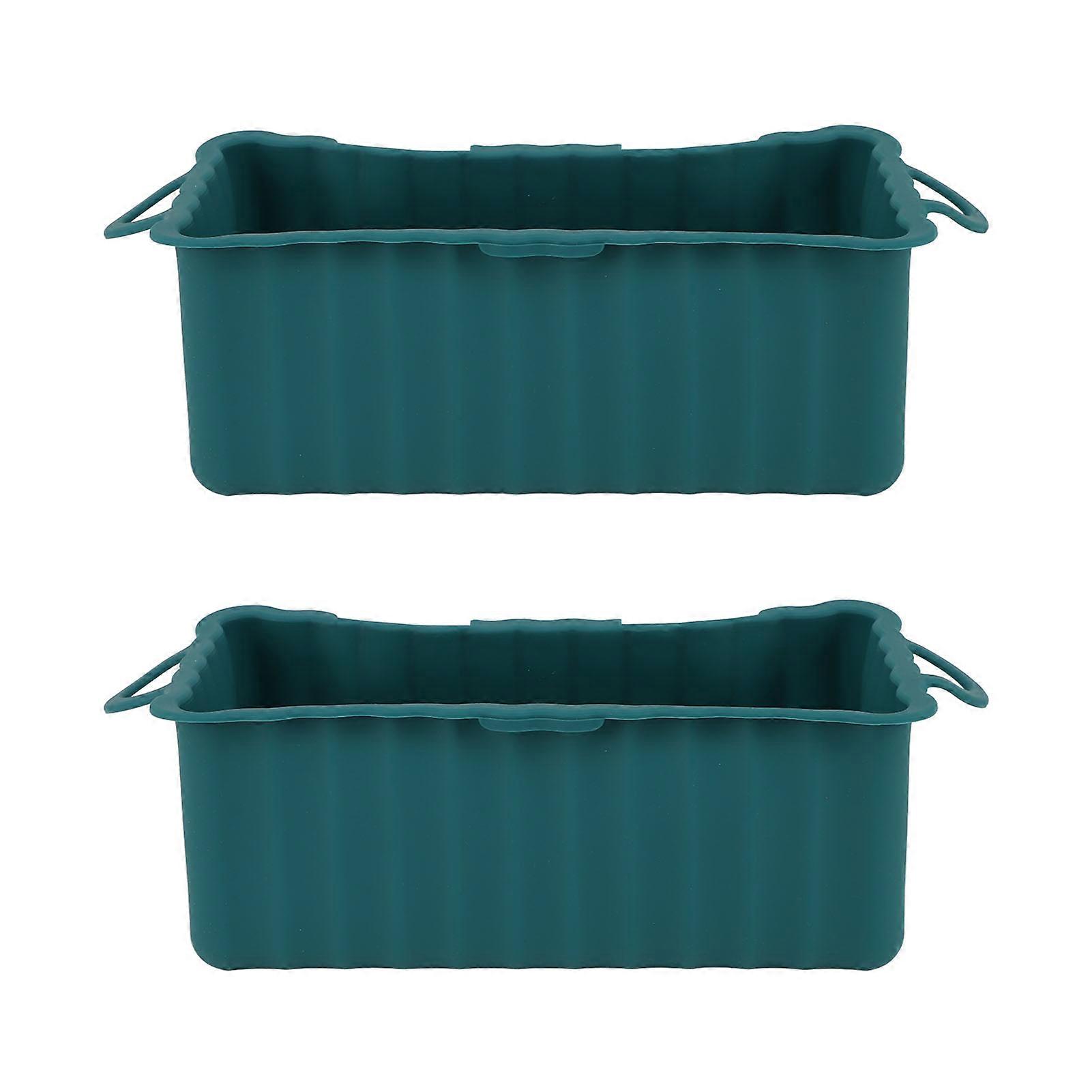 2pcs Silicone Grease Drip Pan For Blackstone Griddle Reusable Rectangular Grease Catcher Cup Liner For Camping Barbeque