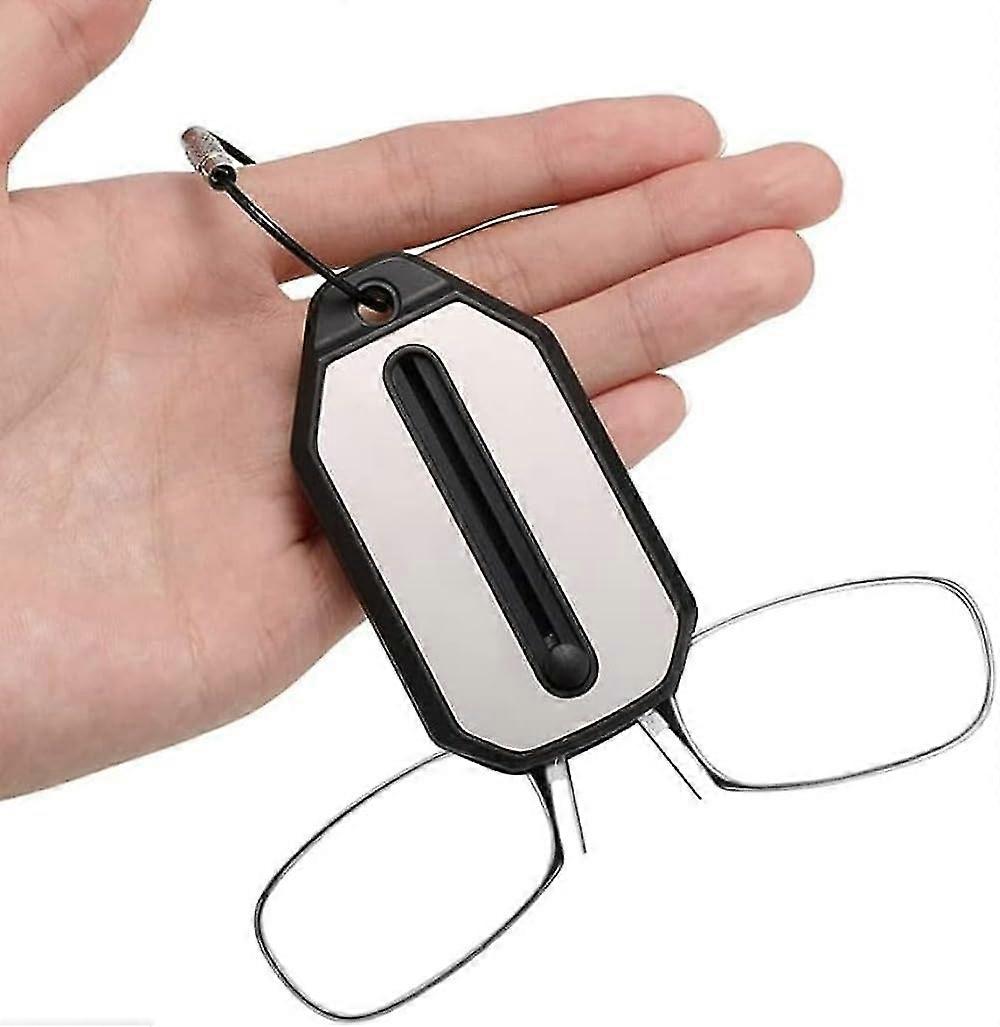 Lunettes de lecture Clip Nez, Mini porte-clés portable, Jambes sans miroir Coussinets de nez mats Lunettes de lecture pliables Convient aux hommes et aux femmes