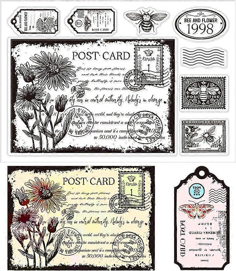 1Sheet Postcard Silicone Clear Stamp Seals