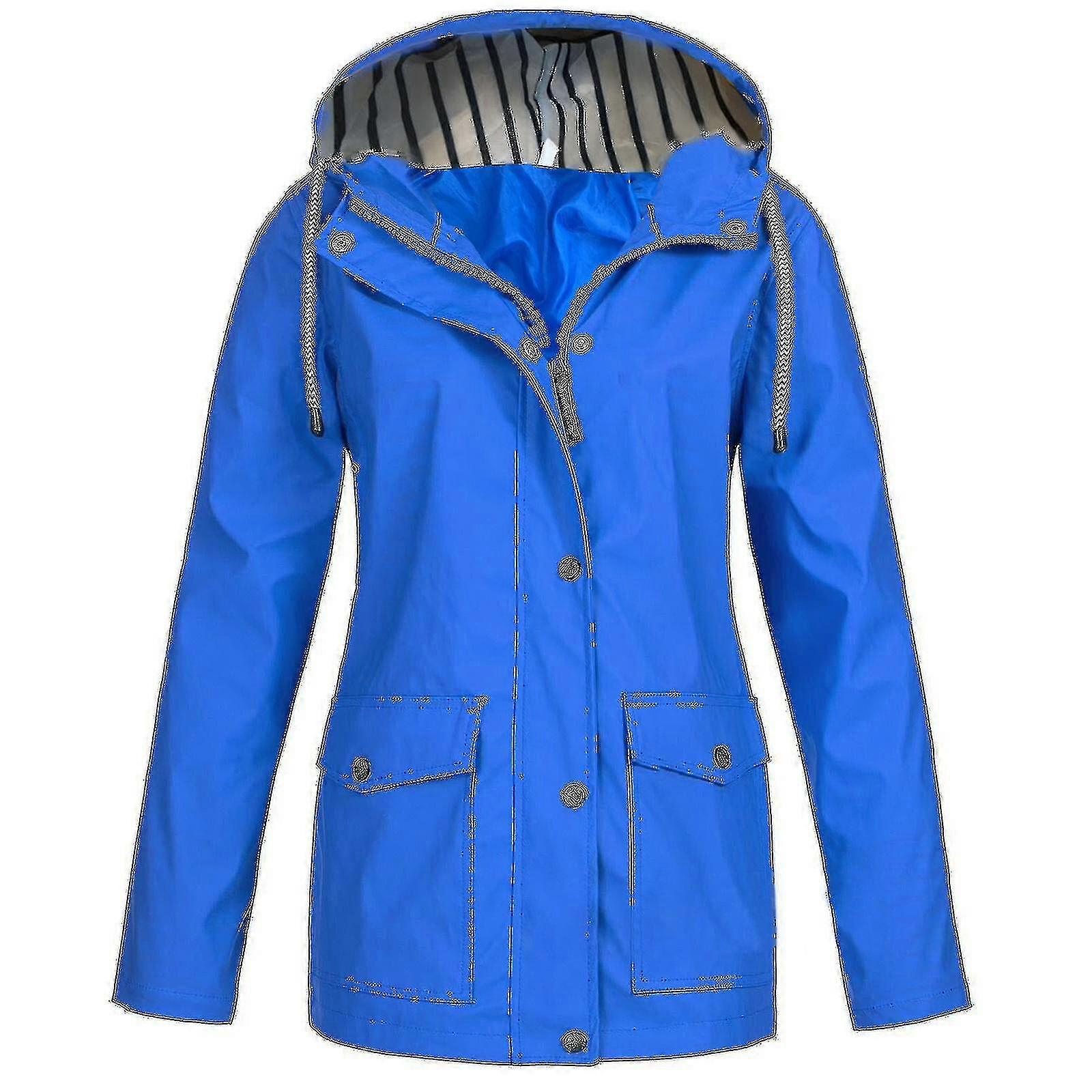 Femmes Solid Rain Jacket Outdoor Plus Size Imperméable à capuche Imperméable Imperméable Coupe-vent
