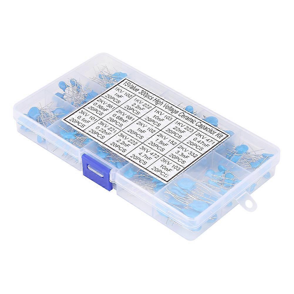 300pcs 15 Values High Voltage 0.1nF~22nF Ceramic Capacitor Assorted Kit