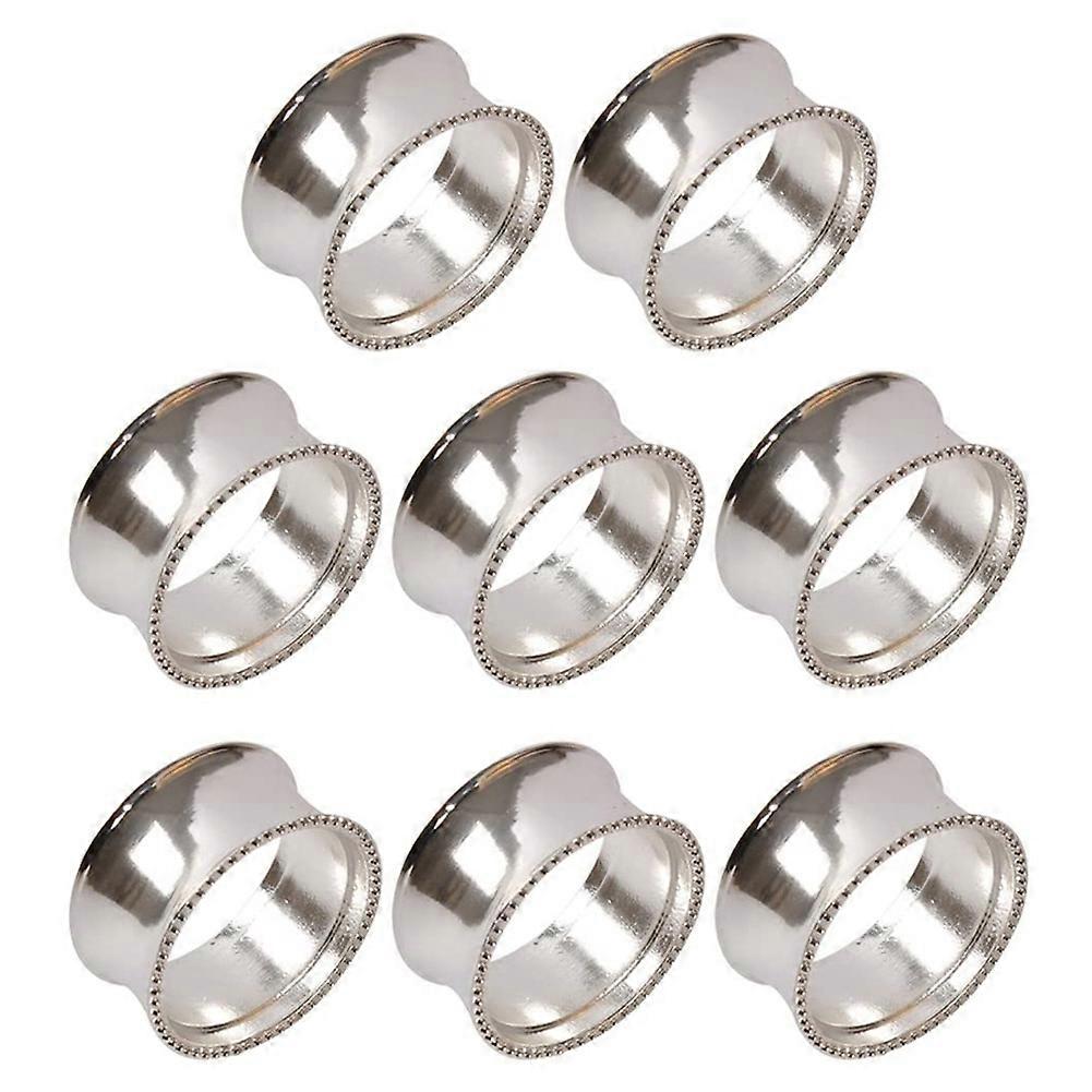 8 Pieces of alloy Beaded Napkin Ring Delicate Napkin Buckle (Silver)