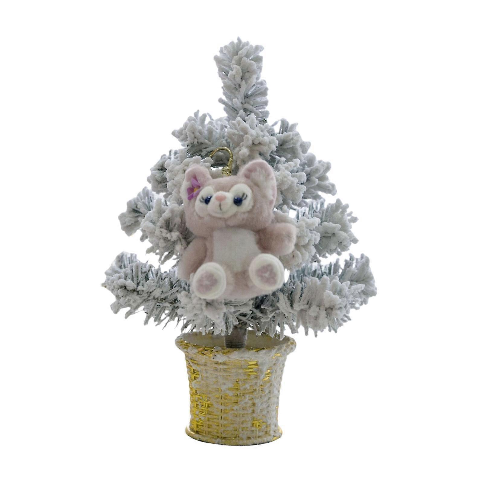 Small Artificial Christmas Tree with Bear Plush Toy for Restaurants Lifelike 30cm