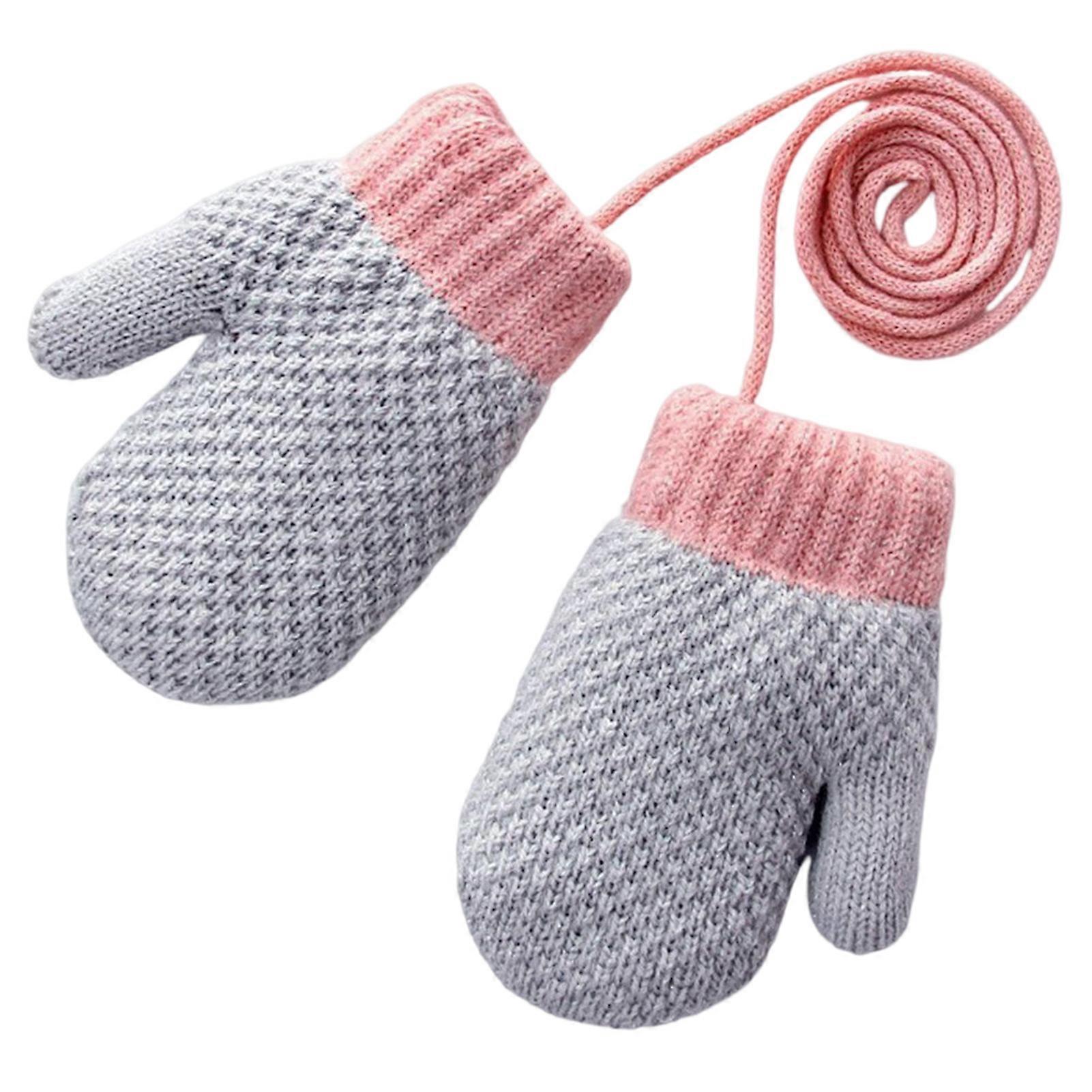 Warm Soft Lined Knit Mittens Thick Soft Kitted Anti-slip Design for Kids Toddler Accessories