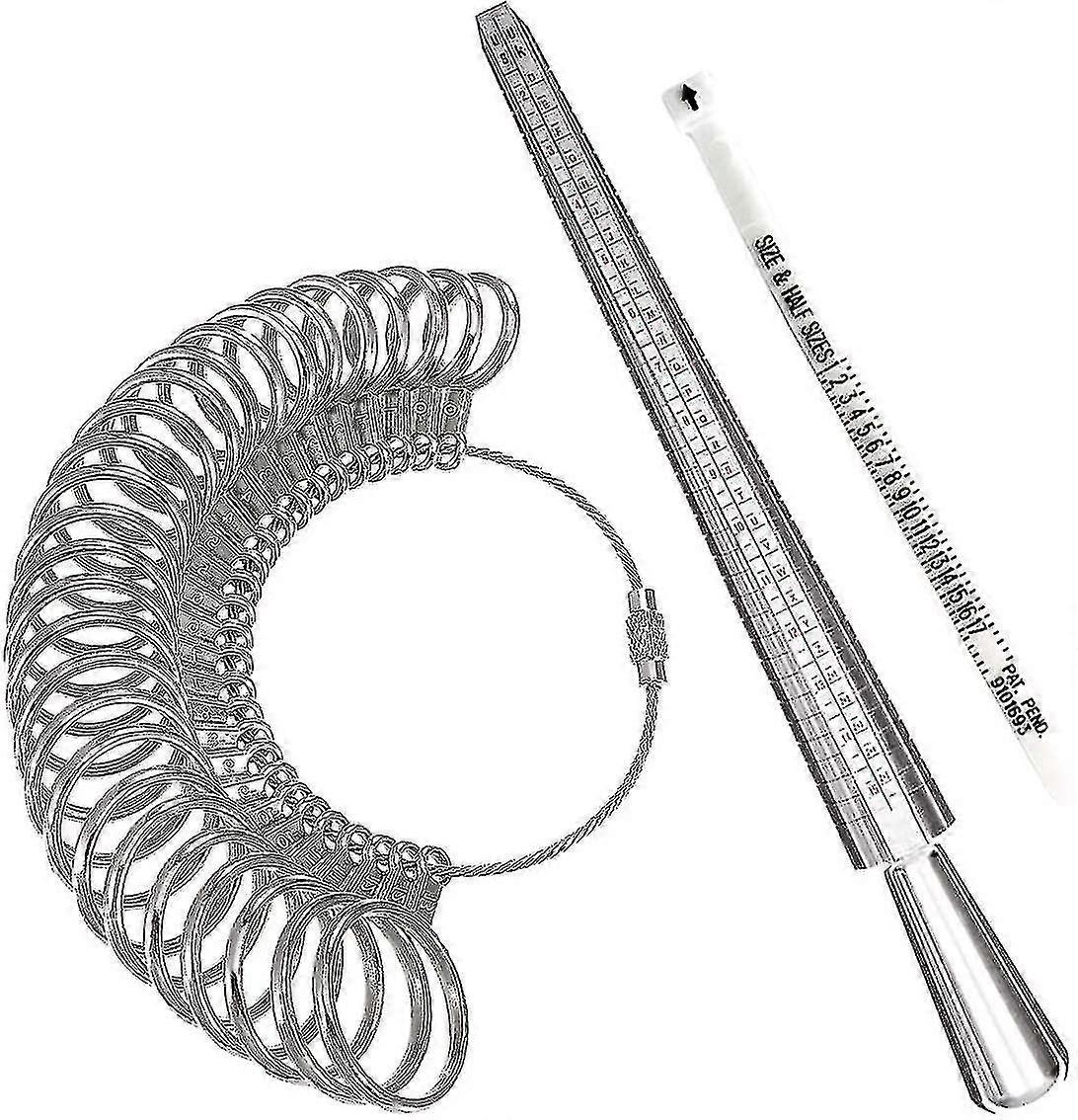 Ring Sizer Measuring Tool,aluminum Ring Mandrel And Finger Gauges (metal Ring Sizer Tool Set)