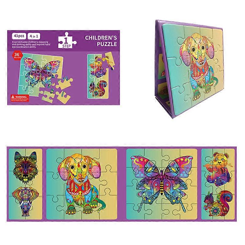 Magnetic Puzzles 4 In 1 Folding Matching Puzzle Kit Early Education Toy For Kids