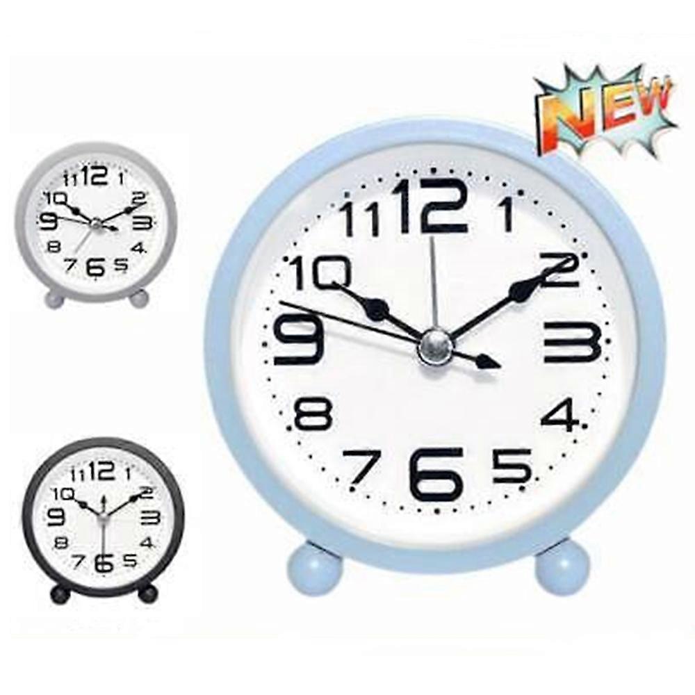 New Style Metal Silent Alarm Clock with Large Numbers for Children and Students' Bedroom Desktop
