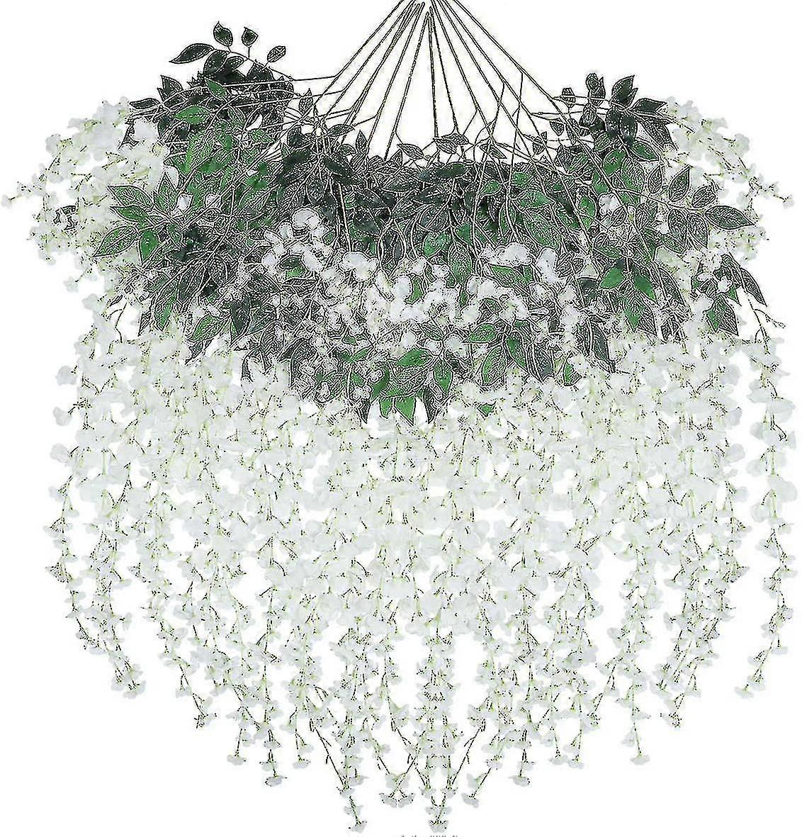 12 pack viti di glicine artificiale 3.6ft Triple Stem Ratta Faux Wisteria Long Silk Flower Garland (viola)