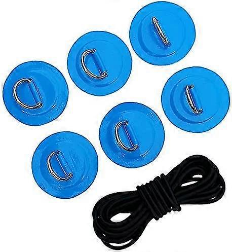 Yaju Paddle Board Patch Sup Bungee Deck Rigging Kit With 6pcs D Ring Patch And Elastic Shock Cord For Pvc Inflatable Boat Deck Attachment Kit Kayak A