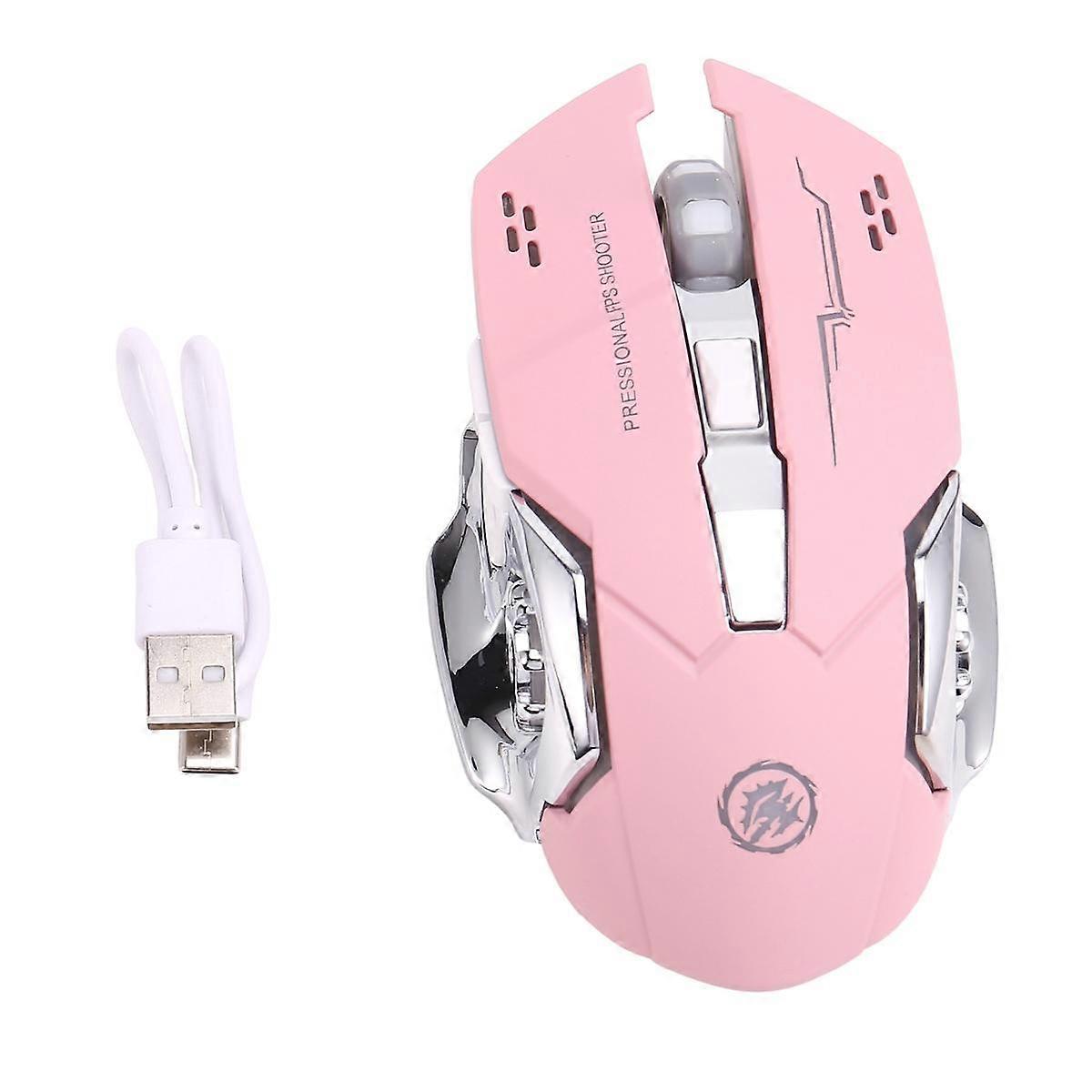 Silent Wireless Mouse USB Rechargeable Gaming Computer Rechargeable Bluetooth Mouse for PC and Laptop Pink