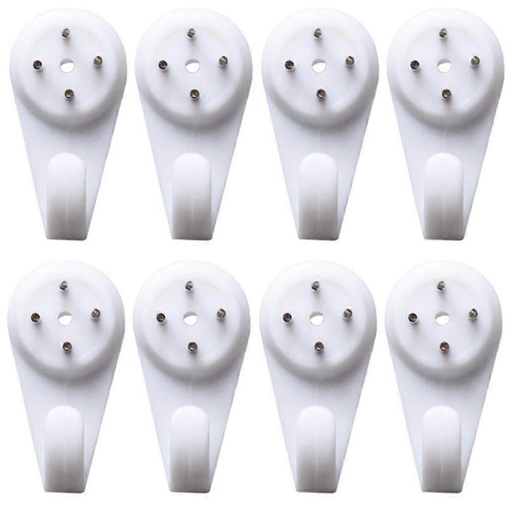 10PCS Plastic White Durable Hardwall Hanger Multi-Purpose Non-trace Hook Uses for Hardware Fasteners Seamless Back